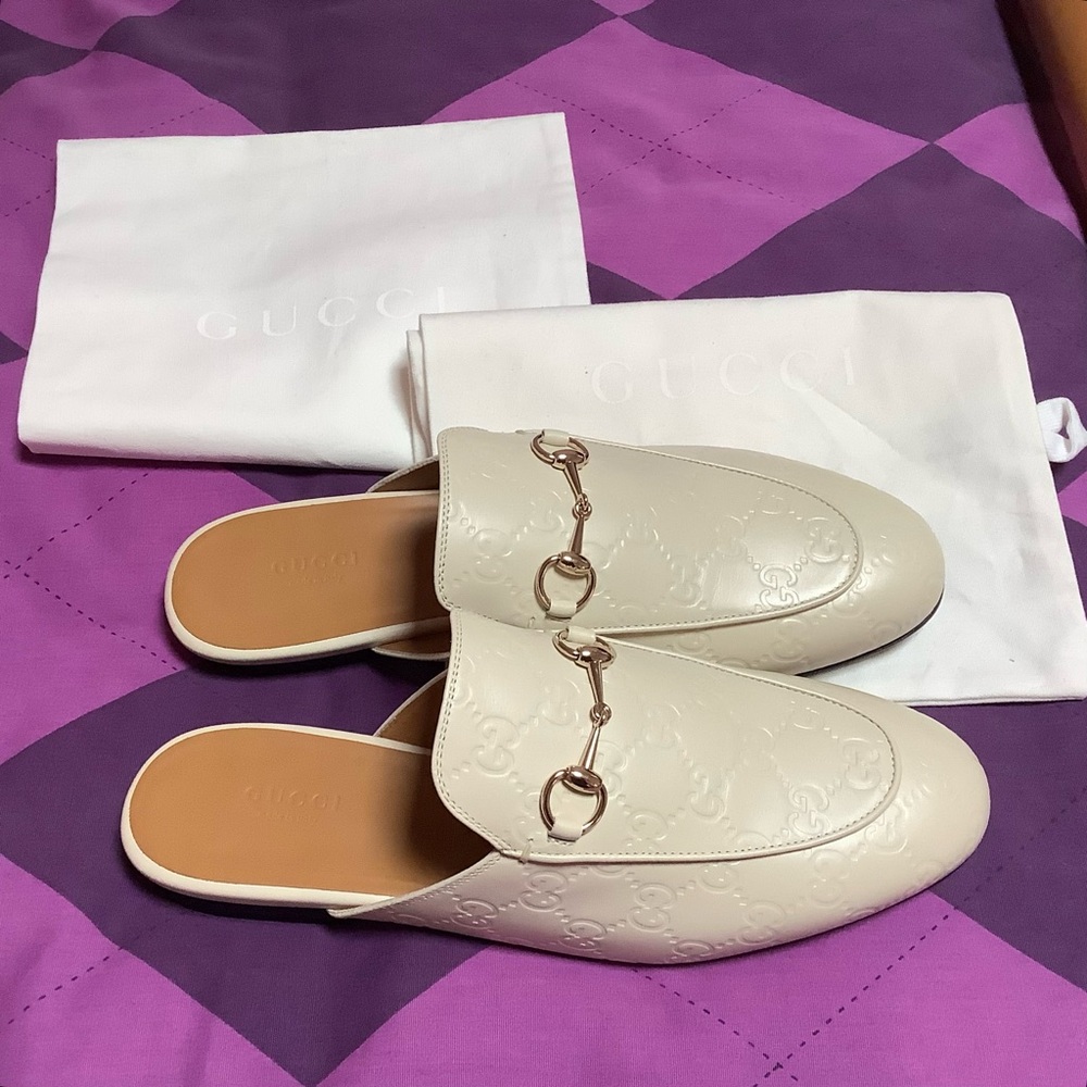 BNIB Gucci Princetown Horsebit GG Embossed Mule Slide Sandals Flat Loafers Shoes - Picture 5 of 13